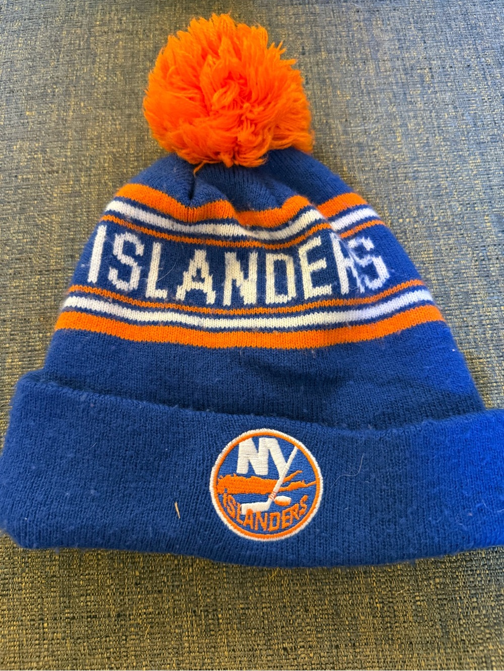 NHL Kids Pom Cuffed Beanie - Blue & Orange